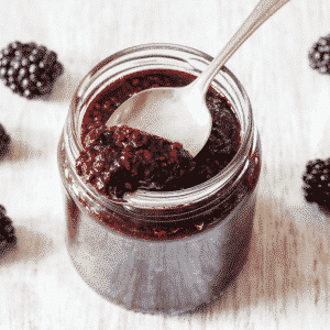 chia jam with blackberries