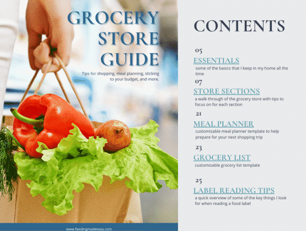 grocery store guide cover with table of contents