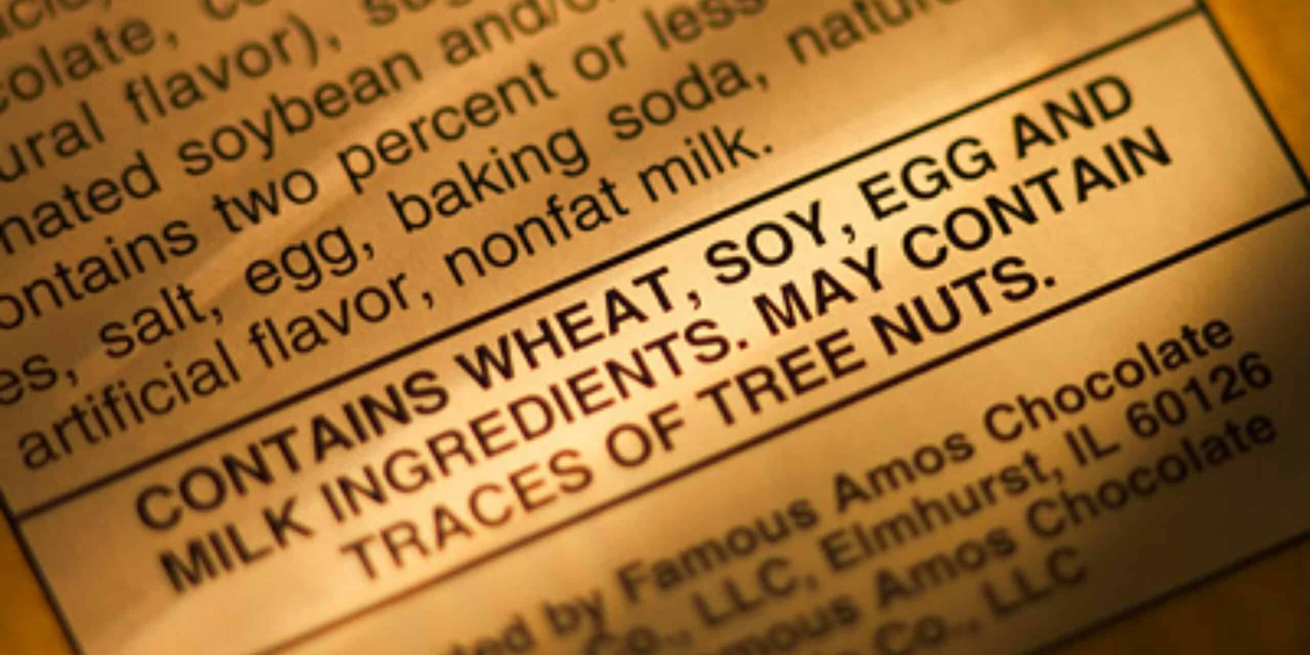 contains statement from a food label for multiple food allergens