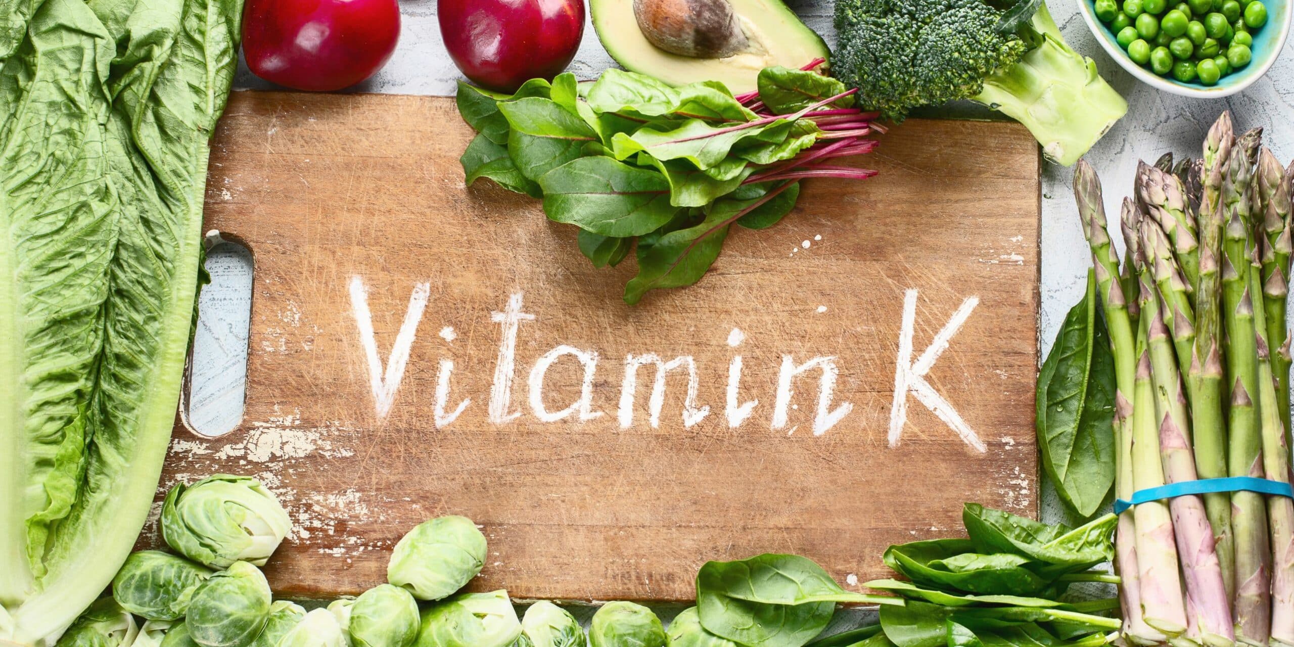 the words vitamin K surrounded by foods that contain vitamin K